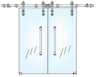 1660T Frame-less Glass Sliding System (Double Door)